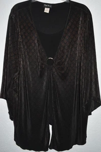 Maggie Barnes 1X Top Negro Elástico Dorado Brillo Bruja Gótico Fluido Manga Acampanada - Imagen 1 de 24