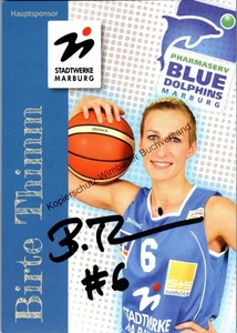 Original Autogramm Birte Thimm Basketball Blue Dolphins Marburg /// Autogramm Au - Bild 1 von 2