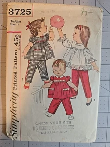 3725 Simplicity Pattern Toddler Pants And Top Size 1 COMPLETE Uncut FF  - Picture 1 of 2