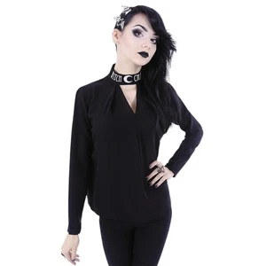 Blusa Gargantilla Restyle Witchcraft Moon Cuello en V - Negra, Manga Larga, Estilo Gótico - Imagen 1 de 4