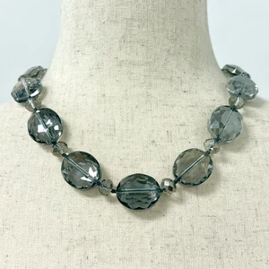 Facettiert Rauch Kristall Glas Perlen Halsband Mode Halskette 19" Modeschmuck - Bild 1 von 10