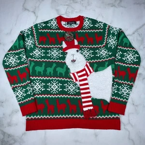 33 Degrees Womens Llama Mutli-color 3D Features Ugly Christmas Sweater US Size M - Picture 1 of 9