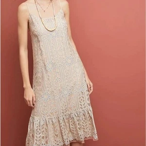 Anthropologie Eri + Ali Navy Lace Midi Dress - Romantic A-Line, Size S - Bild 1 von 12