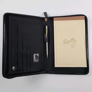 Portafoglio cartella business vintage SCULLY in pelle nera con penna a sfera - Foto 1 di 23