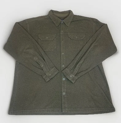 Patagonia Shirt Mens XXL Green Pique Fleece Overshirt Long Sleeve Button - Image 1 of 4