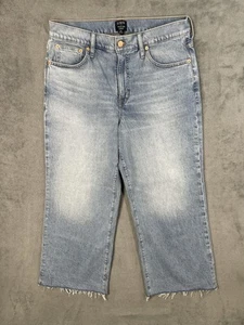 J Crew Jeans Damen 30 blau Denim helle Waschung hoher Bund weites Bein Crop Baggy Y2K - Bild 1 von 9