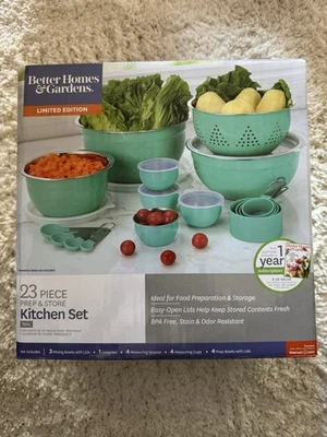 NEW Better Homes & Gardens 23 Piece Prep & Store Kitchen Set Teal - Image 1 of 4