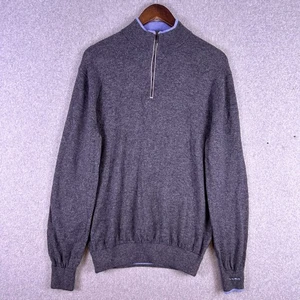 Greyson Maglione Uomo M Grigio Lana Cashmere Quarto Zip Lusso Maglia Pullover Golf - Foto 1 di 13