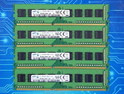 16GB (4x4GB) PC3-12800u DDR3-1600MHz 1Rx8 Non-ECC Samsung M378B5173BH0-CK0 - Image 1 of 2