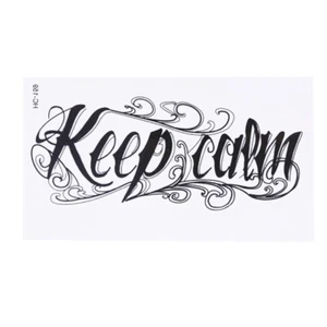 Flash de una sola vez tatuaje temporal Keep Calm negro fiesta regalo playa WoW - Imagen 1 de 6