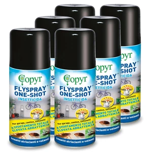 6 X Copyr FLYSPRAY ONE-SHOT Insetticida acaricida autosvuotante piretro 150 ML - Foto 1 di 2