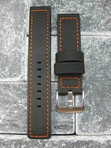 Neu 20mm PVC Kautschuk Band Schwarz Taucher Uhrenarmband Maratac Elite Orange für Omega - Bild 1 von 6