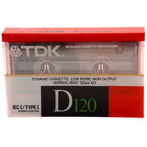 TDK D 120 Minuten leere Audio Medien Aufnahme Kassette Band (1988) NEU VERSIEGELT - Bild 1 von 8