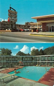 Avanelle Motor Lodge calle junto a la piscina con múltiples vistas aguas termales, AR postal de colección - Imagen 1 de 2