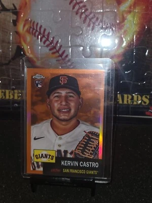 2022 Topps Chrome Platinum Anniversary Orange Kervin Castro RC # /25 - Image 1 of 2
