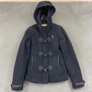 Abercrombie & Fitch Jacket Womens Small Zip Toggle Buttons Wool Blend Hood Coat - Picture 1 of 12