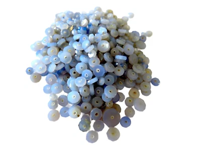 BLUE AGATE Faceted ROUNDELS Beads Vintage LOT 150.5ct 5mm Diameter - Image 1 of 4