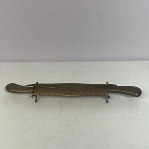 Vintage Decorative Ornate Floral Etch Design Knife And Fork Set In Brass Casing - Picture 1 of 24