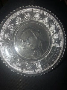 George Washington &Bunker Hill Pairpoint Clear Glass Vintage Plate RARE 3 1/2" B - Picture 1 of 4