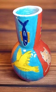 Jody Mussoff Large Original Signed Work Doggy Cat Fish VASE Smithsonian Artist - Picture 1 of 11