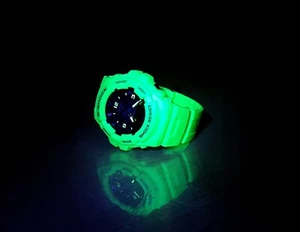 Vintage G-Shock G-100 Dual Display Gelb-Grün Neon Grow in Dark By UV Violet Light - Bild 1 von 22
