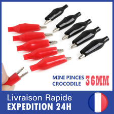 Lot Mini Pince Crocodile Croco 36mm Rouge/Noir Alligator Essai Electronique Diy