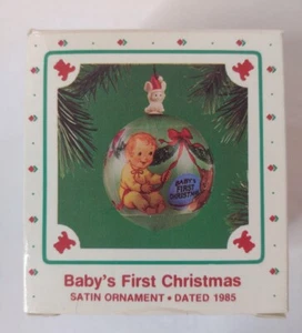Vintage Hallmark Baby's First Christmas Ornament 1985 Plastic Satin Finish NOS - Picture 1 of 6