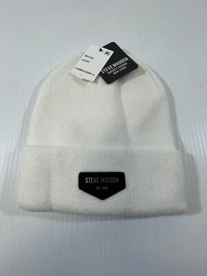 Steve Madden Men’s Ivory Stretch Fold Over Warm Beanie Hat Foto 1 de 4