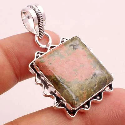 Unakit Edelstein Versilbert Handmade Anhänger Schmuck Geschenk 3.2cm P-14490 - Bild 1 von 3