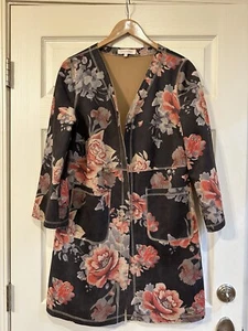 Anthropologie Solitaire Floral Faux Suede Open Front Cardigan Jacket S - Picture 1 of 9