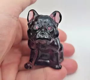Solid Glass Bulldog Plum Purple Westmoreland Glass Made by Mosser - Picture 1 of 19