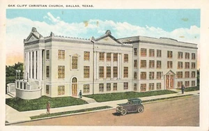 Dallas TX Texas, iglesia cristiana Oak Cliff, coche antiguo, postal vintage - Imagen 1 de 2