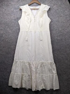Matilda Jane Dress Womens Large Ivory Sweet as Sugar Midi Prairie Country Eyelet - Picture 1 of 14