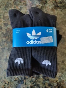 Adidas Para Hombre Acolchados 6 Pares Calcetines Crew Negro/Blanco Talla 6-12 Absorbente Nuevos - Imagen 1 de 4