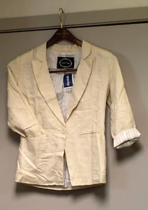 CHAQUETA BLAZER MUJER LOVE TREE TALLA PEQUEÑA BLANCA/CREMA DETALLE BOLSILLO Y PUÑO - Imagen 1 de 6