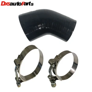 45 Degree Black Silicone 2.5" to 3" Hose Coupler+2.5’’Hose Clamp +3’’ Hose Clamp - Foto 1 di 6