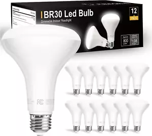 12 Pack BR30 LED Bulbs 65W Equivalent E26 Base 5000K Daylight White 9W - Picture 1 of 12