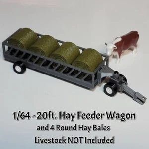 1/64 20ft. Hay Feeder Wagon - Farm Diorama - 3d Printed- Gray - Picture 1 of 5