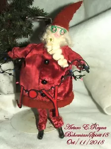 Arturo E.Reyna SANTA FIGURE COLLECTIBLES FOLK ART PRIMITIVE 10'' VICTORIAN STYLE - Picture 1 of 10