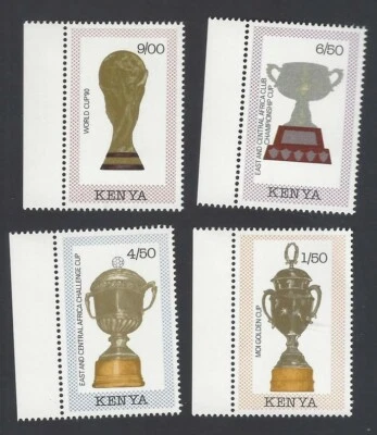 Juego de 4 trofeos de fútbol AOP Kenia #515-518 1990 MNH Foto 1 de 2