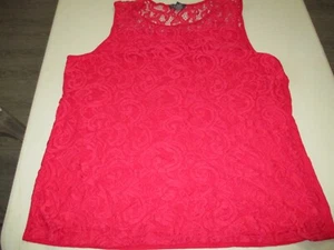 Womens red sleeveless lace tanktop Adrianna Papell plus size 2X XXL - Picture 1 of 2