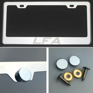 Marco de placa de matrícula de acero inoxidable grabado con láser LFA cromado tapa atornillada - Imagen 1 de 12