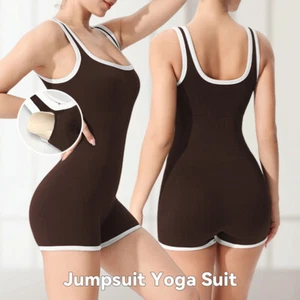 Womens Yoga Jumpsuit Dance Sports Fitness Jumpsuit Tight Fitting Sportswear - Picture 1 of 27