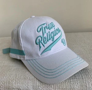 True Religion Womens Hat One Size Fits All Logo Baseball Cap 100% Cotton White - Picture 1 of 10