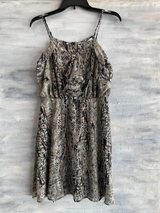 NEW! COLLECTIVE CONCEPTS Ruffle Detail Patterned A-Line Dress, M - Black Gold - Bild 1 von 12
