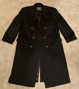 Vintage Burberrys Womens Black Wool Long Sleeve Double Breasted Trench Coat - Picture 1 of 7