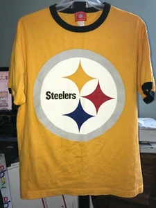 Camiseta De Colección NFL Pittsburgh Steelers ENORME LOGOTIPO Amarilla/Dorada y Negra Para Hombre Talla M - Imagen 1 de 9