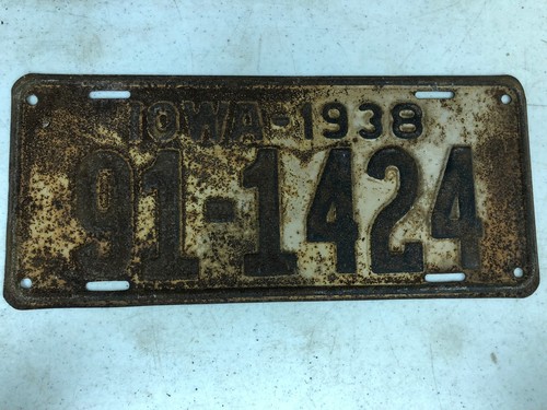 1938 IOWA Warren County License Plate 91-1424 | eBay