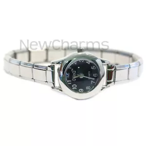 Schwarze runde italienische Bettelarmbanduhr Bling - Quarzwerk - WW101black - Bild 1 von 5