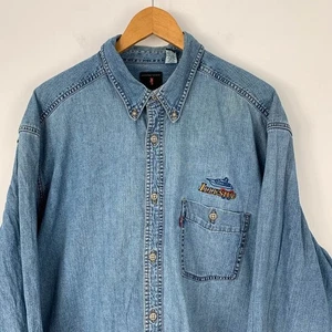 Vintage Levi’s Jeanshemd Herren XL Retro Red Tab 90s Custom Embroidery Illusive - Bild 1 von 15